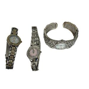 Watch Lot Womens Ladies‎ Silver Rhinestone Bling Folio Armitron Charming Charlie